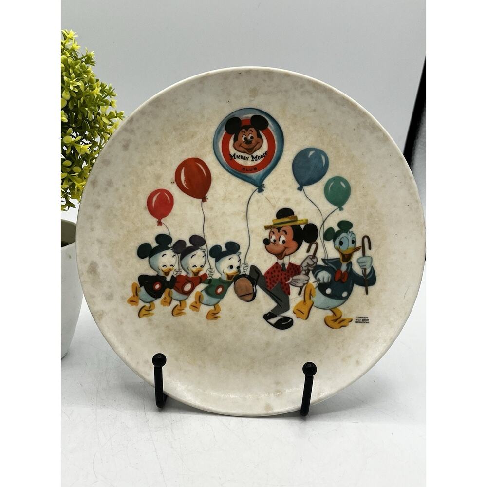 Vintage Walt Disney Productions Mickey Mouse Club Melamine Plate Donald Duck 60s